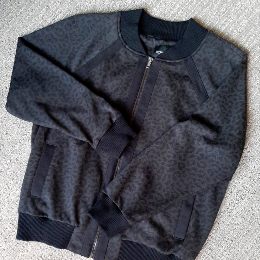Liverpool Los Angeles Grey & Black Cheetah Print bomber jacket - L